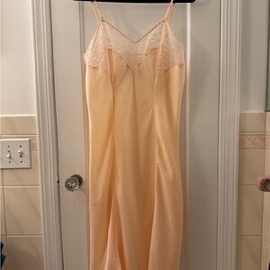 Elegant Peach Lace Slip Nightgown